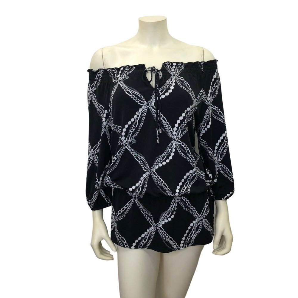 WHITE HOUSE BLACK MARKET 3/4 SLEEVE  OFF THE SHOULDER‎ TOP SZ  SM